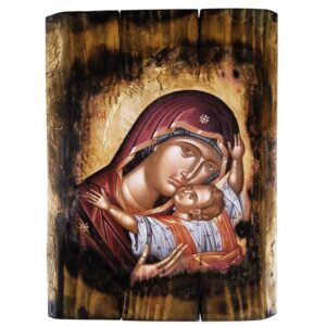 Handmade Panagia Kardiotissa Icon, Christian Orthodox Byzantine Art artdomeicons.com