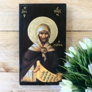 Handmade Saint Ephraim the Syrian Orthodox Icon – Religious Christian Art, Traditional Byzantine Style, Orthodox Wooden Wall Decor