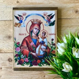 Handmade Virgin Mary of Roses "Rose of the Everlasting" Icon