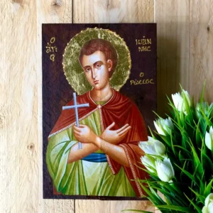 Handmade Wooden Icon of Saint John the Russian