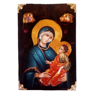 Greek Orthodox Icon of Virgin Mary (Panagia) – Handcrafted Wooden Religious Icon