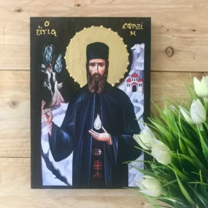Saint Ephraim of Nea Makri Handmade Greek Orthodox Icon