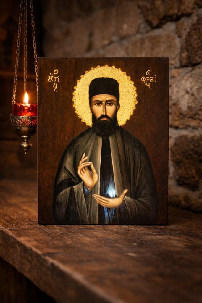 Saint Ephraim of Nea Makri Handmade Greek Orthodox Icon