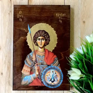 Saint George Handmade Orthodox Wooden Icon / Christian Art/ Christian Gift / Sacred Art / Agios Georgios / Icon of Saint George / Christian