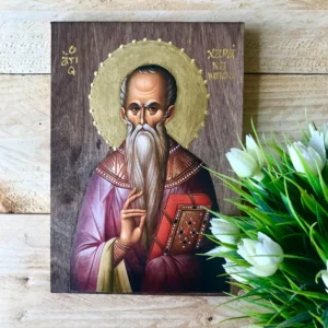 Saint Haralambos the Hieromartyr Handmade Greek Orthodox Wooden Icon Christian Gift Sacred Art Religious Icon Holy Icon Sacred Icon