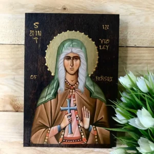 Saint Ia Violet Wooden Icon