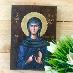 Handmade Wooden Icon of Saint Athanasia of Aegina