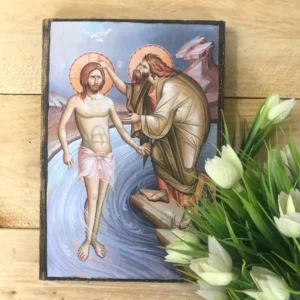 Handmade Theophany Icon Baptism of Jesus Christ Orthodox Gift