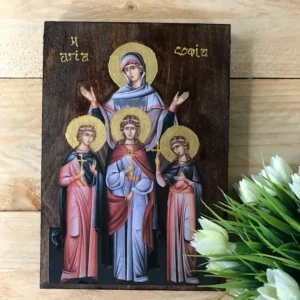 Handmade St. Sophia Orthodox Wooden Icon Christian Sacred Art