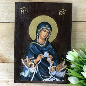 Mary Untier of Knots, Our Lady of Knots, Orthodox icon, Virgin Mary icon, religious art, spiritual gift, handmade religious
