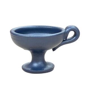 Ceramic Incense Burner Cup - Glazed Orthodox Censer - Traditional Christian Thymiato for Resin & Charcoal 7x9,5cm Blue