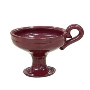 Ceramic Incense Burner Cup - Glazed Orthodox Censer - Traditional Christian Thymiato for Resin & Charcoal 7x9,5cm Bordo