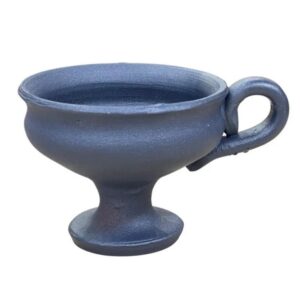 Ceramic Incense Burner Cup - Glazed Orthodox Censer - Traditional Christian Thymiato for Resin & Charcoal 9x8cm Blue