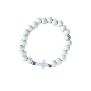 Beautiful handcrafted elastic bracelet featuring high-quality beads and a sacred cross. Durable, comfortable, and perfect for daily wear. Shop at ArtDomeIcons.com.