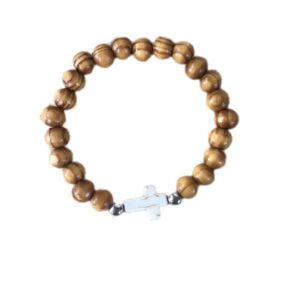Handcrafted Elastic Prayer Bracelet with Beads and Cross