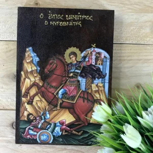 Handmade Saint Demetrius Greek Orthodox Icon – Byzantine Christian Wall Art