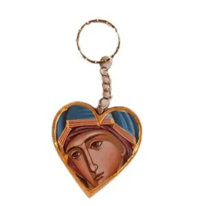 Heart-Shaped Religious Keychain with Icon – Virgin Mary 1