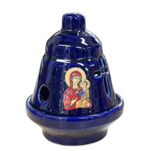 καντηλι κεραμικό καμπανάκι μπλε artdomeicons