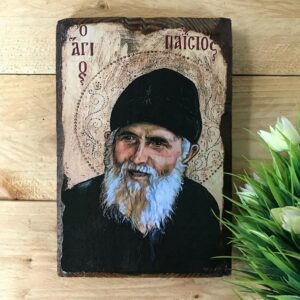 Greek Orthodox Icon of Saint Paisios Elder Paisios From Mount Athos Handmade Greek Orthodox Wooden Icon