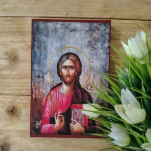 Jesus Christ Blessing Icon on MDF Wood 10x15cm Handmade Orthodox Christian Plaque Religious Home Decor